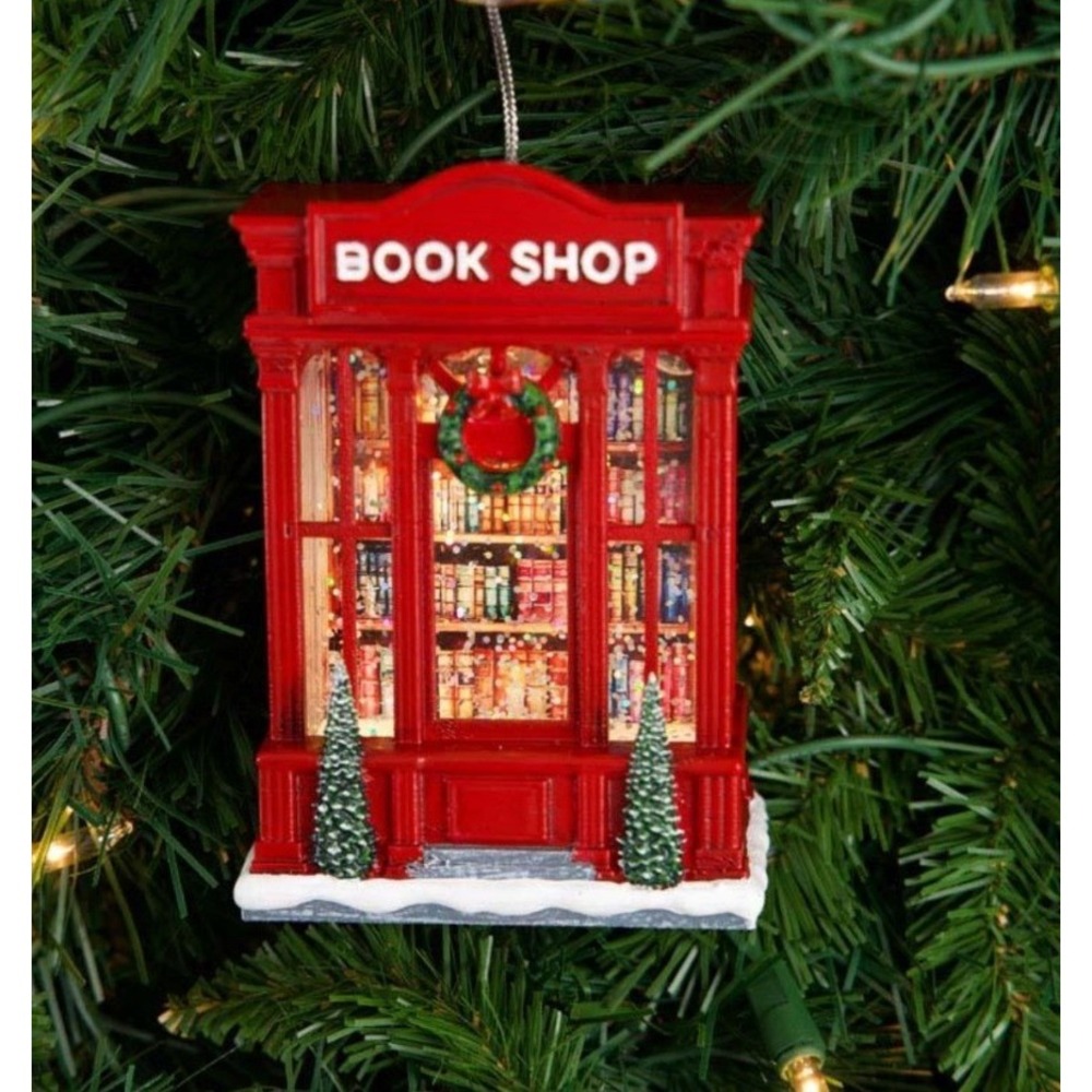 Cracker Barrel LED Christmas Red Bookshop Glitter Globe Ornament NEW 2026 "